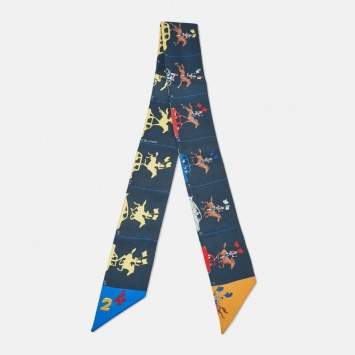 Pre Owned Hermes Blue Silk Parade Twilly 