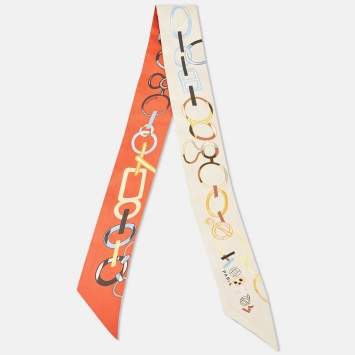 Pre Owned Hermes Orange Silk Do Re Boucles Twilly