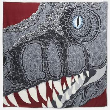 Pre Owned Hermès Grey Cashmere Blend Aaaaargh! Square Scarf 