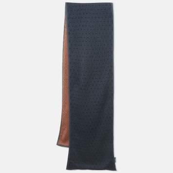 Hermès Blue/Orange H Jacquard Cashmere Scarf