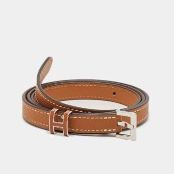 Pre Owned Hermes Gold Epsom Leather Pop H Buckle Belt 85 CM