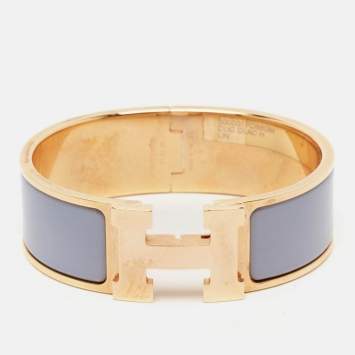 Pre Owned Hermes Clic Clac H Enamel Rose Gold Plated Bracelet 