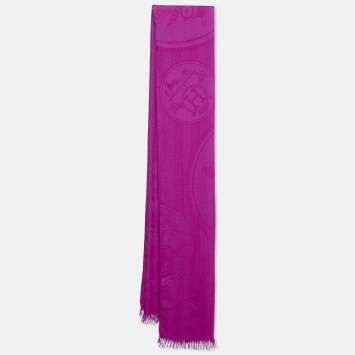 Pre Owned Hermès Pink Jacquard New Libres Cashmere Shawl