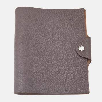 Pre Owned Hermes Etain Taurillon Clemence Leather Ulysse PM Notebook Cover