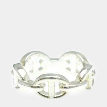 Hermes Silver Chaine d’Ancre Fashion Band Ring EU 51