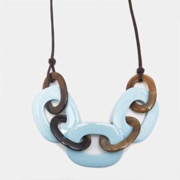 Pre Owned Hermès Karamba Resin Horn Fabric Necklace