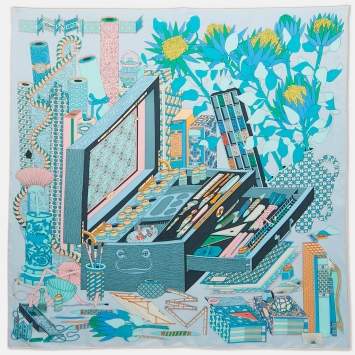 Pre Owned Hermès Multicolor Les Tresors D'Un Artiste Printed Silk Square Scarf