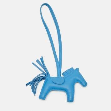 Pre Owned Hermès Bleu Zanzibar Milo Leather GriGri Rodeo Bag Charm PM