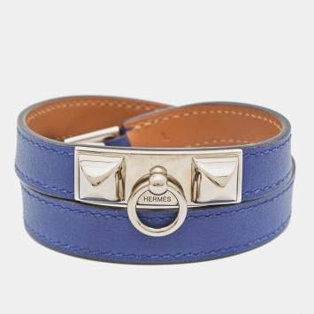 Hermès Rivale Leather Palladium Plated Bracelet