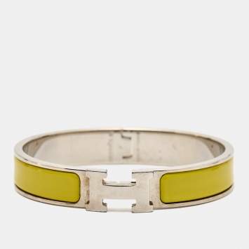 Hermes Clic H Yellow Enamel Palladium Plated Bracelet