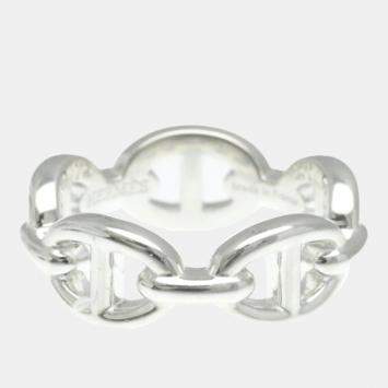  Hermes Silver 925 Chaine D'ancre Ring EU 52
