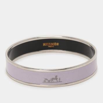 Hermès Purple Enamel Calèche Narrow Bangle Bracelet