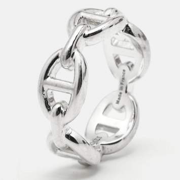 Pre Owned Hermès Chaine d'Ancre Sterling Silver 925 Ring Size 52