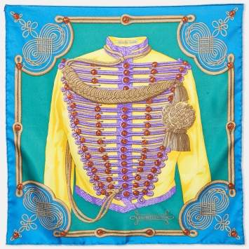Hermès Blue/Green Brandebourgs Silk Gavroche