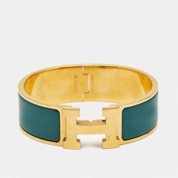 Hermès Clic Clac H Enamel Gold Plated Bracelet