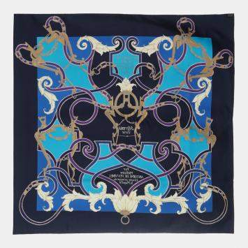 Hermes Blue Silk L'instruction du Roy en L'exercice de Monter a Cheval Scarf
