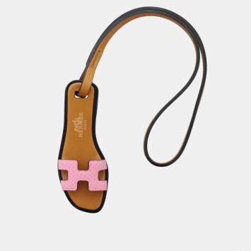 Hermes Pink Brown Leather Oran Nano Bag Charm