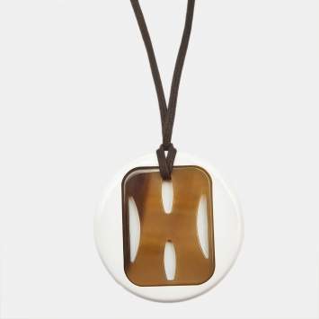 Pre Owned Hermès Horn Resin Cord Pendant Necklace