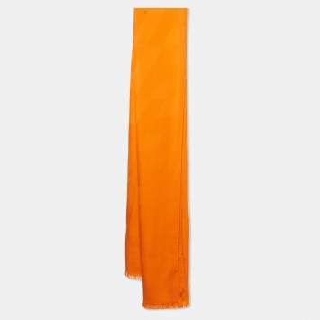 Hermès Orange H en Bias Cashmere & Silk Stole 