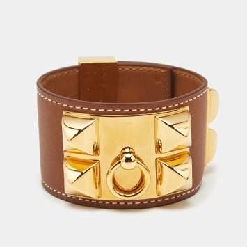 Hermès Collier de Chien Leather Gold Plated Bracelet