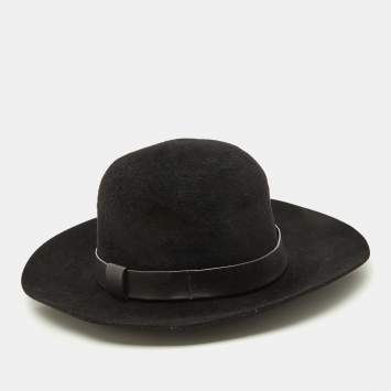 Hermès Black Rabbit Felt Fedora Hat Size 59