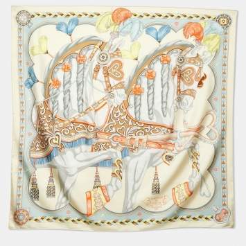 Pre Owned Hermès Multicolor Silk Harnais de Coeur Scarf