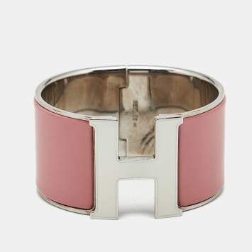 Pre Owned Hermès Clic Clac H Enamel Palladium Plated Bracelet