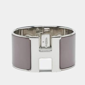 Pre Owned Hermès Clic Clac H Enamel Palladium Plated Bracelet