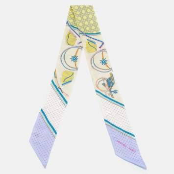 Hermes Beige Silk Les Voitures A Transformation Twilly