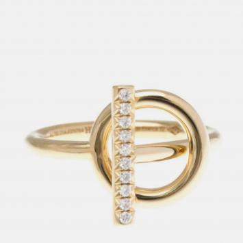 Pre Owned Hermes Echappee Diamond 18K Pink Gold Fashion Band Ring
