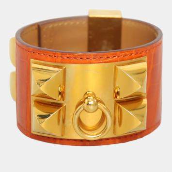 Pre Owned Hermes Shiny Alligator Collier De Chien Bracelet