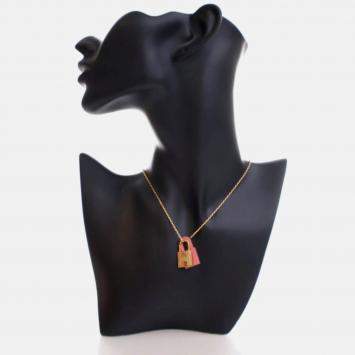 Pre Owned Hermes Pink Leather O'Kelly Pendant Necklace