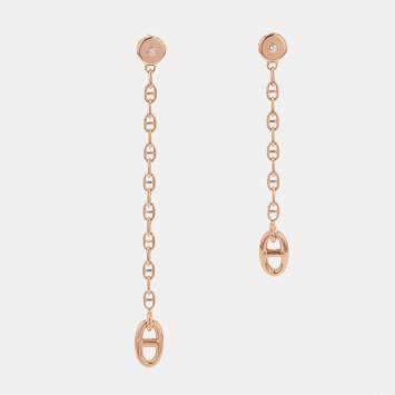 Pre Owned Hermes Chaine D'Ancre New Farandole TPM 18K Pink Gold Earrings