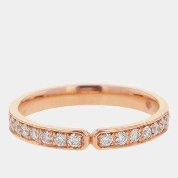 Pre Owned Hermes Ever Kelly Diamond 18K Pink Gold PM Wedding Ring EU 48