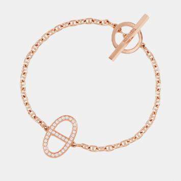 Pre Owned Hermes Chaine D'Ancre Contour XS 18K Pink Gold Bracelet 