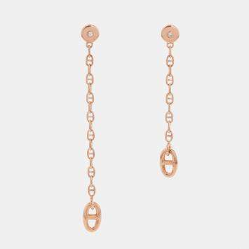 Pre Owned Hermes Chaine D'Ancre New Farandole 18K Pink Gold TPM Earrings 