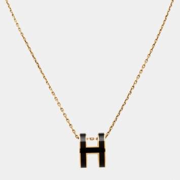 Pre Owned Hermès Pop H Enamel Gold Plated Necklace
