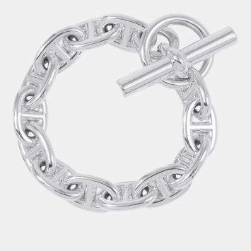 Pre Owned Hermes Chaine D'Ancre 13 Frames Bracelet Silver 925