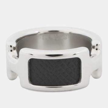 Pre Owned Hermes Orump Ring Size PM/S/#11 Black Epsom Metal