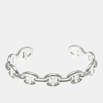Pre Owned Hermes Chaine D'Ancre Bangle Silver 925 No Stone Bangle Silver