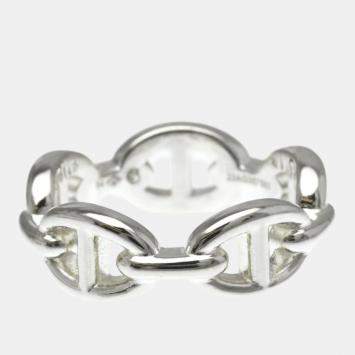 Pre Owned Hermes Chaine D'Ancre Silver Fashion No Stone Band Ring Silver