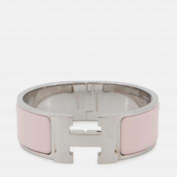 Pre Owned Hermes Clic Clac H Size Pm Rose Candor/Silver Metal Enamel