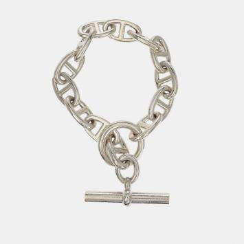 Pre Owned Hermes Chaine d'Ancre Silver TGM Ag925 Bracelet 