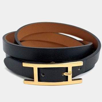 Pre Owned Hermes Leather Harpy 3 Strap Bracelet