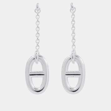 Pre Owned Hermes Chaine D'Ancre Farandole Earrings Size Mm Sv925