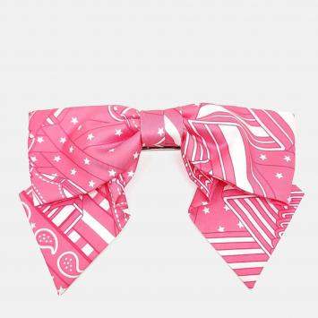 Pre Owned Hermes Pink Silk Ribbon Hair Pin