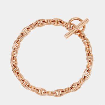 Pre Owned Hermes Chaine D'Ancre Bracelet 26 Frames Size TPM 18K Pink Gold