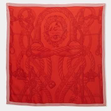 Pre Owned Hermès Red Silk Della Cavalleria Scarf