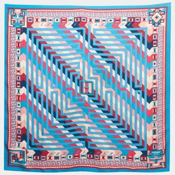 Pre Owned Hermès Blue Silk Le Fil D'ariane Scarf
