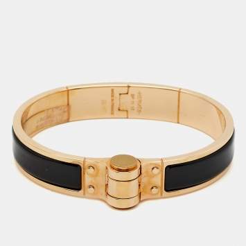 Pre Owned Hermès Hinged Enamel Rose Gold Plated Bracelet